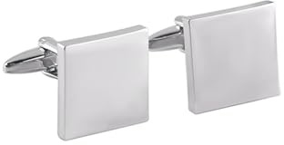 Manschettenknöpfe Vintage, Cufflinks Silver Glattes Quadrat Silber Manschettenknöpfe Set
