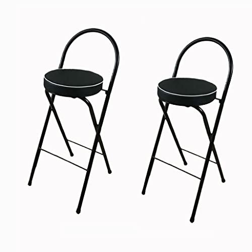 Set di sgabelli da bar pieghevoli con poggiapiedi, rotondi in pelle, imbottiti, per soggiorno, cucina, negozio, bar, set da 2 pezzi (75 cm, colore: A)