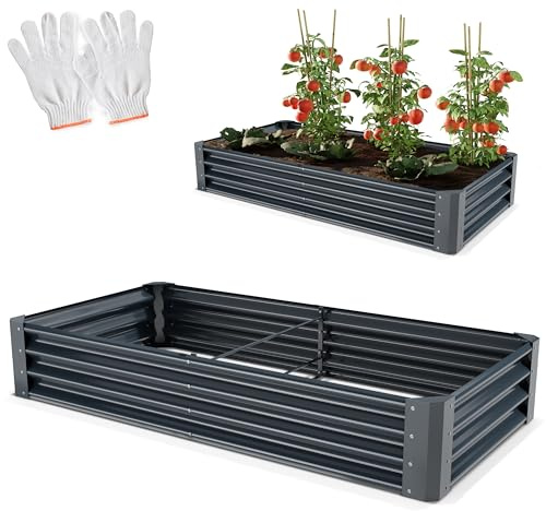 Onbest Metall Hochbeet XXL 180x90x30 cm – Gemüsebeet aus Stahl | Hochbeete-Kit für Kräutergarten, Gemüse und Pflanzen – pflegeleichtes Beet für Garten, Terrasse und Balkon, Anthrazit