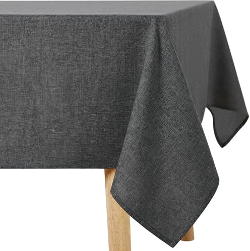 Homaxy Glitzer Tischdecke Abwaschbar Leinenoptik Rechteckig 100x140cm Tischtuch Wasserabweisend mit Lotuseffekt Fleckschutz Tischwäsche für Wohnzimmer, Esszimmer, Party, Dunkelgrau
