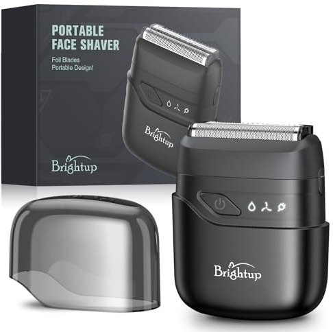 Brightup Mini Maquinilla de Afeitar Hombre, con Clasificación IPX6 de Resistencia al Agua, Afeitadora Eléctrica Compacta para Hombre con Cabezal Flotante, Apta para Uso en Piel Húmeda o Seca
