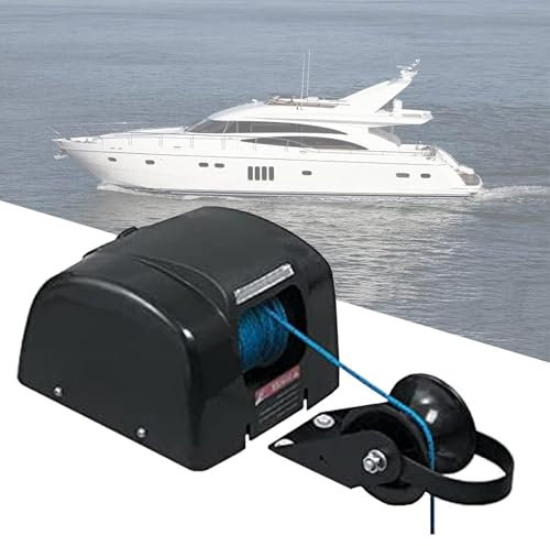 Electric Anchor Winch, 12V 45 Lbs Saltwater Windlass Kit with Remote Control and 100ft Nylon Rope for Fishing and Pontoon Boats