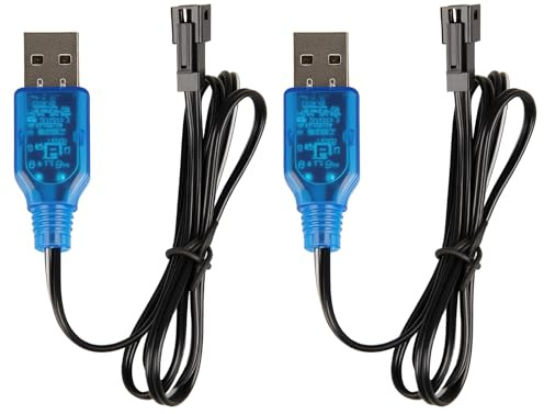 2pcs 3.7v Battery Charger with SM-2P Plug USB Charging Cable, NI-MH Battery USB Charger Cable Charger Plug for RC Car Boat Drone RC Aircraft and Other Remote Controlled Toys