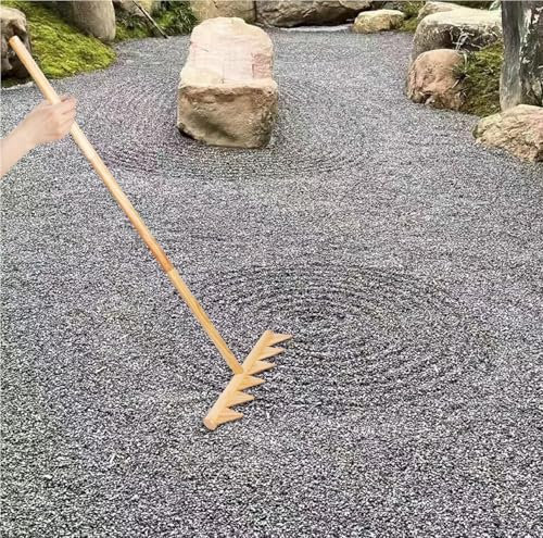 KLYDBMYT Upgraded Full ize Zen Garden Rake, Enhanced 48 Large Japanese Nature Wood Zen Rake for Outdoor, Heavy Duty Wooden Rake for Garden Rock and Pattern DIY