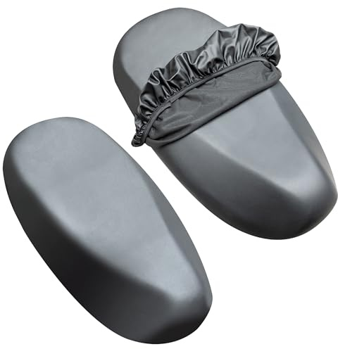 Yesaler Funda para Asiento de Moto Impermeable Universal Almohadilla de Cuero Asiento 2 Piezas Negro para Motocicleta Al Aire Libre