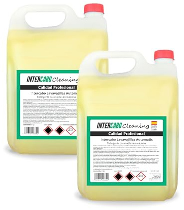 Pack 2 garrafas lavavajillas para máquina 6 kg - total 12 kg - detergente alcalino profesional para uso intensivo - limpia grasa y residuos en loza, cristal y acero - ideal para hostelería - Intercabo