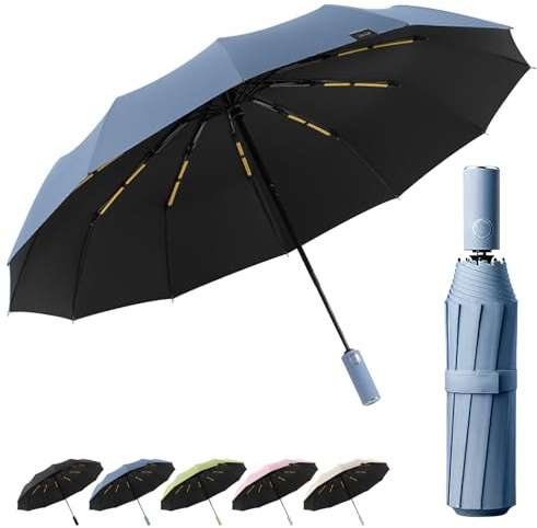 BEKKLPOU Automatikschirm, Regenschirm Sturmfest, Uv Regenschirm, Taschenschirm Auf Zu Automatik, Sonnenschutz Und Sonnenschutz Zugleich