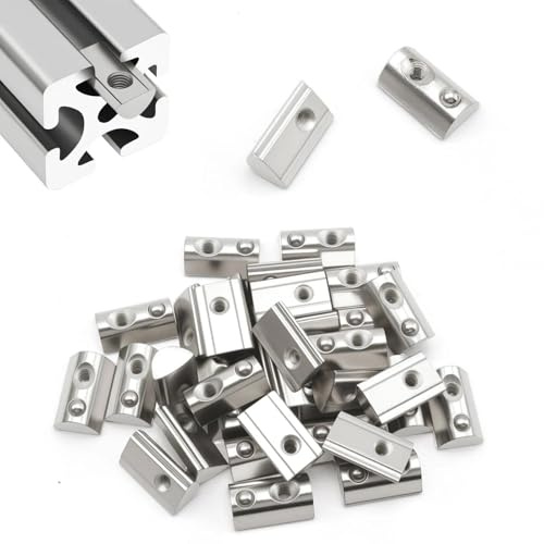 LINTRA 50 Stück Nutensteine M4 Nut 8 T mit Kugel, 40-Serie M4 Nutensteine Dachträger, Madenschrauben, Kohlenstoffstahl Nutsteine, für Aluprofil C Profil 3D Drucker CNC Europanorm