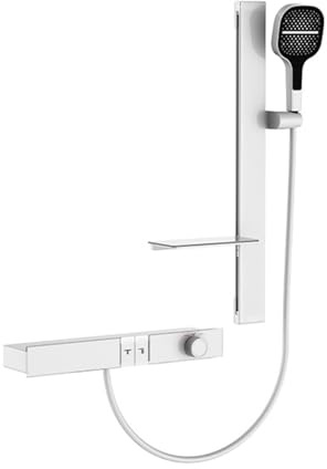 XJTNLB Grifo Bañera y Ducha Cascada Grifo de Ducha Termostatico Blanco con Barra de Ducha Pared