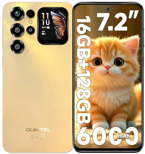 OUKITEL C68 Plus Mobile Phones - 7.2 HD+ Display & 1.81 Sub-Screen, 64MP Camera, 6000mAh Battery Phones, Android 15 Smartphone, 16GB+128GB/1TB, 4G Dual SIM Free Mobile Phone, Fingerprint/Face ID/GPS