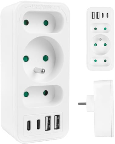 Maclean MCE248 divisor de 3 puertos 2x USB-A 2x USB-C PD 20 W | centro de alimentación carga rápida protección infantil diseño compacto (Blanco)