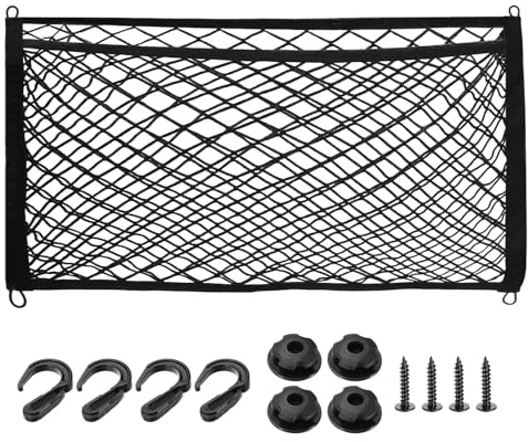 PATIKIL Rete da Carico per Camion 28 X 20 Pollici in Poliestere Regolabile Rete del Bagagliaio Elastica Organizzatore di Magazzino con 8 Ganci Universale Nero