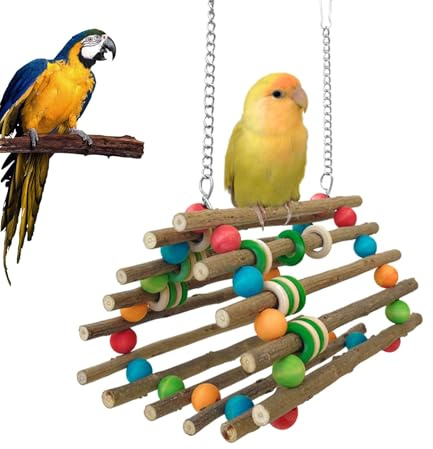 Fågelleksaker för parakiter | träbur klättringsabborre - interaktiv fågelgunga utomhus | för Conure Cockatiel Lovebird Kanariegul Kanariegul Kanariegul Chinchilla