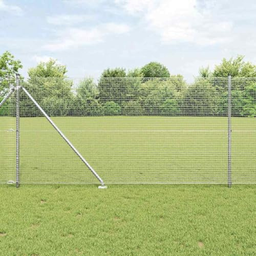 Clôture en lattis avec poteaux argentés 1,4 x 10 m - Clôture de sécurité pour le jardin