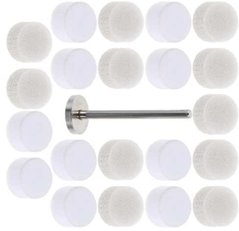 HAMPPLIES Set di Spugnette per Unghie Argento con 50 Dischi Abrasivi Rotondi da 10mm e 50 Spugnette per Manicure, Design Compatto per Pedicure a Casa con Supporto in Metallo