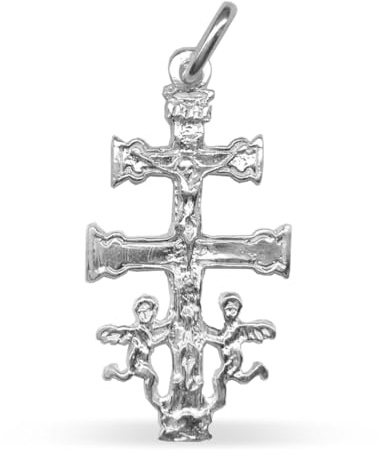 Kors av Caravaca i 925 sterlingsilver, med ängelfigurer, Sterlingsilver