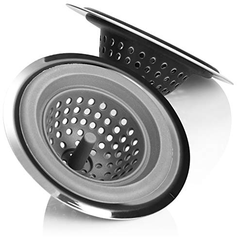 COM-FOUR® 2X Abflusssieb, Sieb für Küchenspüle, Badewanne und Ausguss | rostfreier Stahl und Kunststoff - für große Abflüsse Ø 11,5 cm [Auswahl variiert]