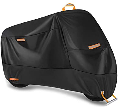 Ergocar Motorrad Abdeckplane Motorradgarage Outdoor & Indoor Wasserdicht Motorradabdeckung 300D Verdickte Polyester UV-Schutzhülle, XL (90.5 x 37.4 x 49.2)