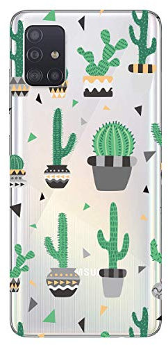 HopMore kompatibel mit Samsung Galaxy A71 Hülle Transparent Silikon mit Muster Schutzhülle Durchsichtig Crystal Handyhüllen Dünn Silikonhülle Clear Soft Hülle für Samsung A71 Case Cover - Kaktus