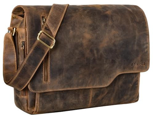 STILORD Ledertasche für Herren Cognac - Aktentasche mit 15.6 Zoll Laptopfach - Frauen & Männer Business-Tasche für Office, Uni & Büro - Umhängetasche Marlon