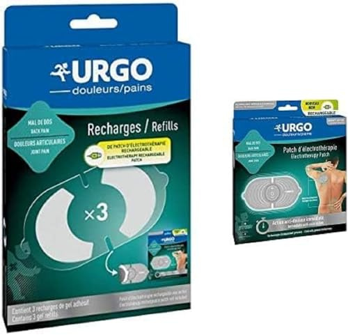 Urgo - Offre duo - Patch d'électrothérapie rechargeable & Recharges gel adhésif - Action anti-douleur immédiate - Pack complet