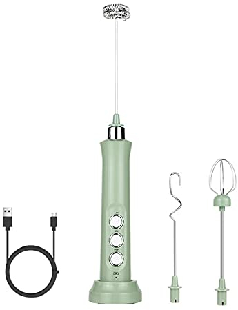 Mélangeur Fouet à Lait, Fouet à Main Rechargeable USB, Mini Mélangeur Multifonction 3-en-1, Mini Fouet Électrique, Mousseur À Lait, Fouet À Lait À Main Électrique Régulateur De Vitesse,C