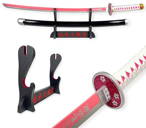 Katana Demon Slayer Kanao Tsuyuri 95 cm – Holzklinge – japanische Halterung inklusive