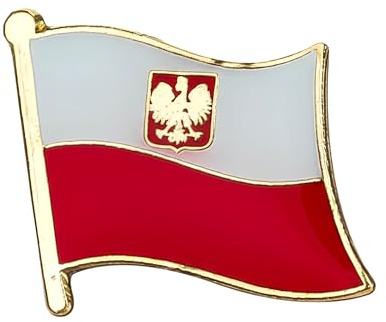 Polish Naval Crest National Flag Metal Enamel Pin Badge – Poland Patriotic Lapel Brooch 1.9 x 1.6 cm – Red and White with Eagle Emblem