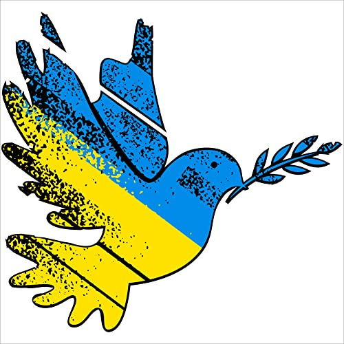 INDIGOS UG Aufkleber - Autoaufkleber - Frieden in Ukraine - 21x20 cm - Friedenstaube - Heckscheibe - Heckscheibenaufkleber - Peace Flagge Wappen Ukraine Shirt Frieden Solidarität