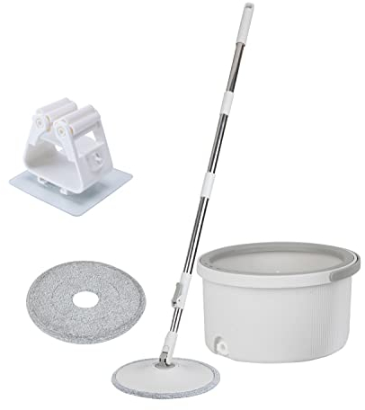 ARSUK Spin Mop Bucket and Floor Mop Cleaning | Separate Clean and Dirty Water Mechanism Inside | 2L Compact Design, 2 Refill Microfibre Pads, 118cm Stainless Steel Telescopic Handle