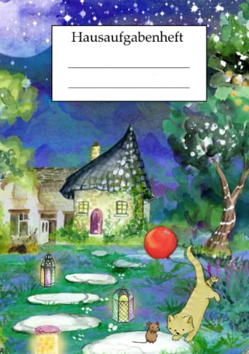 Hausaufgabenheft: Hausaufgabenheft Grundschule, Gesamtschule, Oberstufe mit süßer Katze und Maus auf dem Cover, DIN A5, ohne Datum