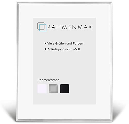 RahmenMax® Ohio Bilderrahmen 33x98 cm zum Aufhängen/Maßanfertigung möglich/Posterrahmen aus Kunststoff/Bilder Rahmen in Silber mit Acrylglas und MDF Rückwand/Puzzle Rahmen