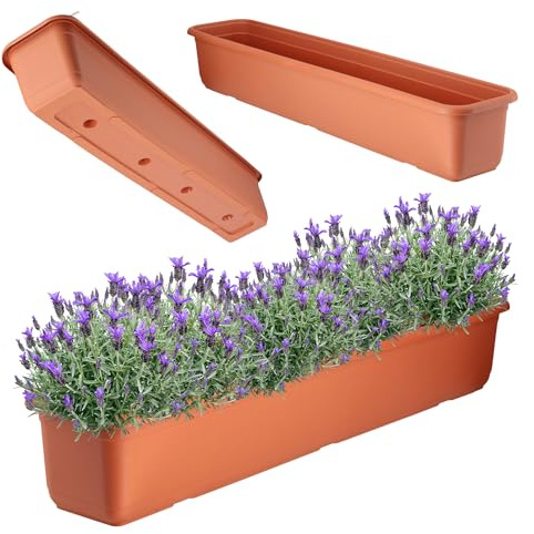 KADAX Jardinera de plástic, Jardinera para Interiores y Exteriores, Maceta para balcón, terraza, alféizar de Ventana (80 cm, Terracota)