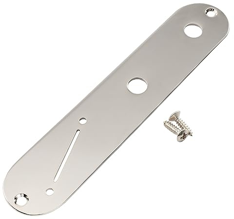 Musiclily Pro 32mm Stahl Telecaster Control Plate Kontrollplatte mit Engem Potentiometerloch und Abgewinkeltem Schalterschlitz für Tele Style E-Gitarre, Nickel