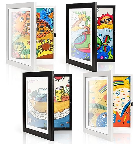 YLOLUL Set mit 4 Kinder-Kunstrahmen, 21,6 x 27,9 cm, Kinder-Kunstwerk, Bilderrahmen mit Frontöffnung, für Kinder, Kunstprojekte, 3D-Bilder, Fotos, Basteln, Platzieren oder Aufhängen