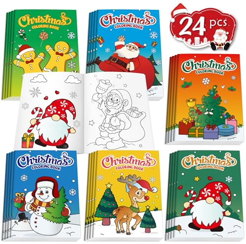 D-FantiX 24Mini Weihnachten Malbücher für Kinder, Partygeschenke, Weihnachtsaktivitäten Geschenk für Jungen Mädchen, Xmas Preise, Stiefel-Füller, Goodie Bags, Partyzubehör