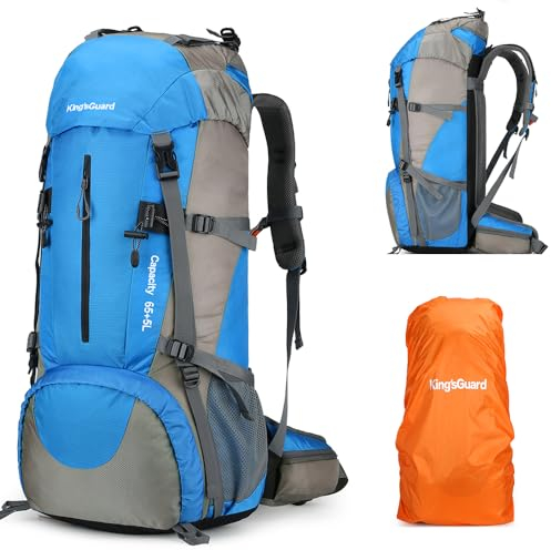 King'sGuard 70L Wanderrucksack mit Regenschutz, leichter Reiserucksack, wasserdichter Campingrucksack