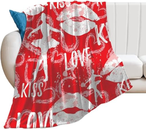 Kuscheldecke Flauschig 100x135 Ballett 3D Decke Romantische Rote Lippen Flanell Fleecedecke Weich und Warme Wohndecken Kuscheldecken Sofa Bett Überwurfdecke Sofadecke Couch Blanket Y176