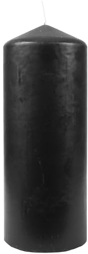 HS Candle Candele di cera, colore nero, diametro 6 cm x 13,5 cm, in diversi colori, lunga durata, prodotte in UE, candele a blocco, cera