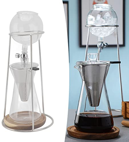 Topyond Iced Coffee Maker, Cold Brew Drip Tower with Adjustable Control Valve, 600ml Stainless Steel Pour over Coffee Machine for Home Kitchen Use