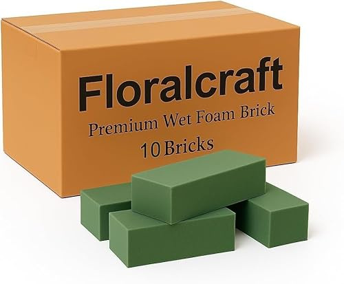 Floralcraft Wet Floral Foam Bricks, Florist Flower Foam Green Blocks Supplies for Flower Arrangement DIY Craft (10 Bricks)
