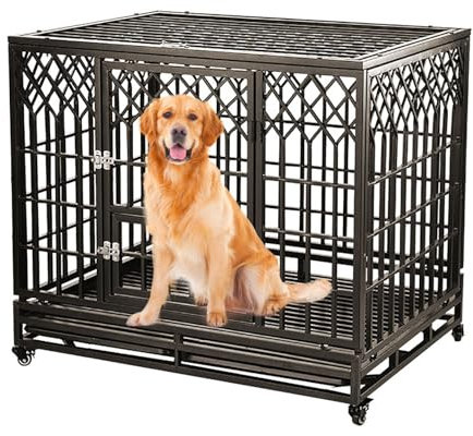 BAYTEWJX Hundehaus für Drinnen mit Abnehmbares Tablett Hundehütte für mittelgroße Hunde Eckige Hundehütte Hundebox Hundehaus mit Türriegel für kleine Hunde bis mittelgroße Hunde. (Size : 105x77x95cm)