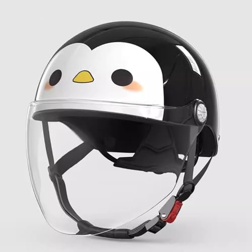 QJWMatic Kinder-Motorrad-Halbhelm, 3/4-Roller, Offener Helm Für Jungen Und Mädchen, Elektrischer Motorradhelm Mit Visier, Jethelm Für 2–12 Jahre D,50-58CM