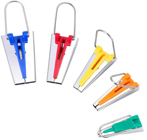 XiangSKY Bias Tape Maker Set of 5 Sizes(6mm/9mm/12mm/18mm/25mm) for Sewing and Quilting Bias Tape, Fabric Bias Tape Maker Tool, DIY Patchwork, Arts and Crafts