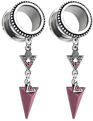 Ohrringe Tunnel Edelstahl 24mm Flesh Ohr Tunnel Dreieck Baumeln mit Zirkonia Ear Tunnel Set, 2 Stück