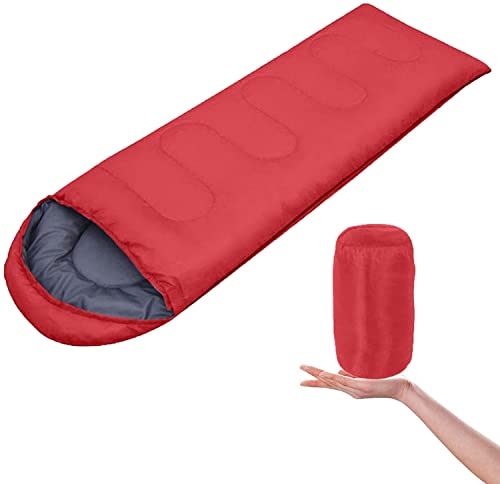 CCKUHN Camping-Schlafsäcke, 3-Jahreszeiten-Schlafsack für Erwachsene/Kinder – Ideale Campingausrüstung für Festivals, Wandern und Rucksackreisen, verdickter Winterschlafsack (rot)