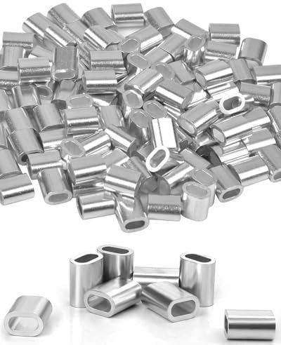 ZAMXHUG Clip per Fune - 100 PCS Ghiere in Alluminio, Fune Metallica in Alluminio Maniche, Morsetto a Doppio Foro Alluminio per Corda in Acciaio, Fune, Filo Metallico e Cavo, Argento (3mm)