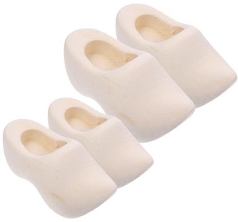 SEWACC Lot de 2 paires de sabots en bois brut pour décoration de maison, mini chaussures vierges à faire soi-même, chaussures miniatures en bois, modèles micro paysagers, chaussures en bois brut