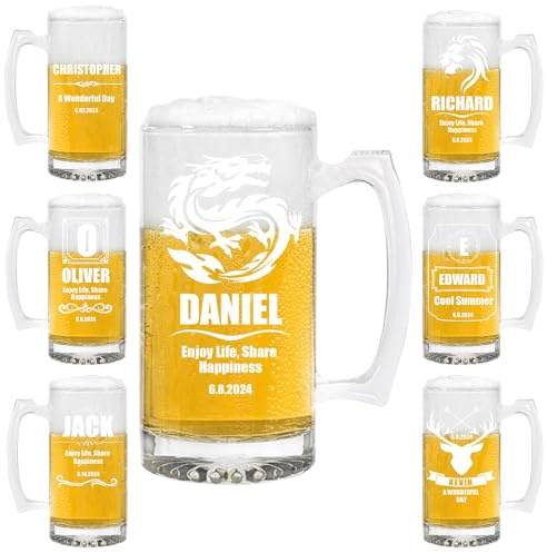 YINYIFANS Personalisierte Geschenke für Männer,Personalisierte Bierkrüge,Individuelle Alkohol Geschenke für Bierliebhaber,Geschenke zum Vatertag,Einzigartige Geschenke für Väter,Ehemänner (Stil B)