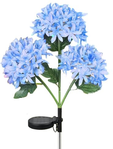 Luci a forma di ortensia, realistiche, luci per esterni, impermeabili, petali e foglie in seta, decorazione per giardino e cortile